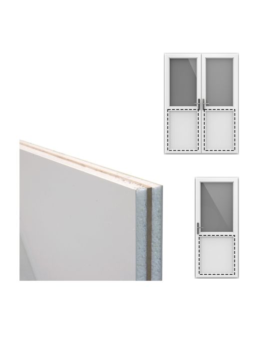 White uPVC Door Panel Flat 750mm x 750mm Reinforced Foam Filled Infill